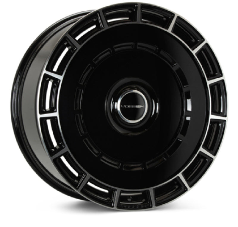 Vossen HF-9 22-inch forged wheel in gloss black polished finish, deep dish design, 5x112 bolt pattern, ET30 offset.