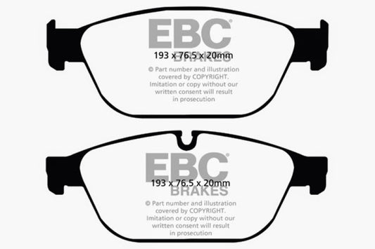 EBC Redstuff front brake pads for 2011-2012 Audi A8 Quattro 3.0 Supercharged, performance brake pads with red friction material