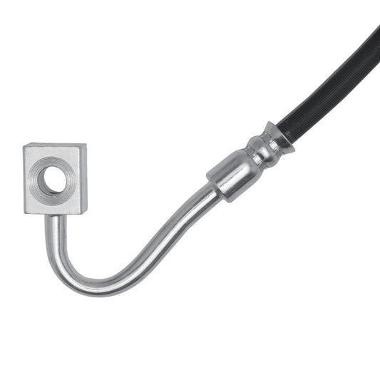 DFC Dodge Charger front-left brake hose from the brake line kit, showing the flexible rubber and metal fittings.