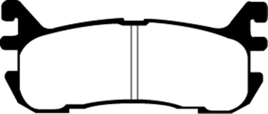 EBC Redstuff rear brake pads for Ford Escort 2.0, performance brake pads with red friction material, shown in the image.