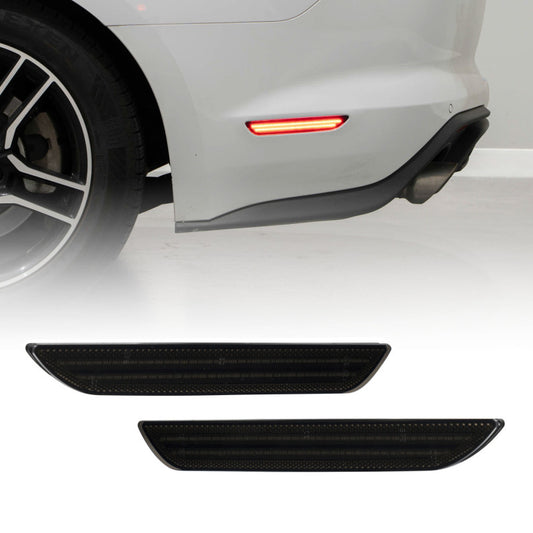 Pair of FORM Lighting 2015 Mustang LED sidemarker light bars, bright and clear, for automotive exterior lighting enhancement.