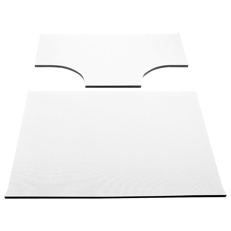 White DEI 03-06 Jeep Wrangler TJ 2-door hard top speaker pod boom mat headliner, 2-piece accessory for interior upgrade.