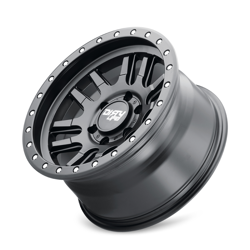 Dirty Life Canyon Pro 17x9 matte black cast wheel with 5x127 bolt pattern, -12mm offset, 71.5mm hub, not beadlock.