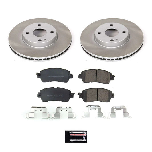 PowerStop front semi-coated rotor kit for 2017-2018 Toyota Yaris iA, performance brake kit with blank rotors.