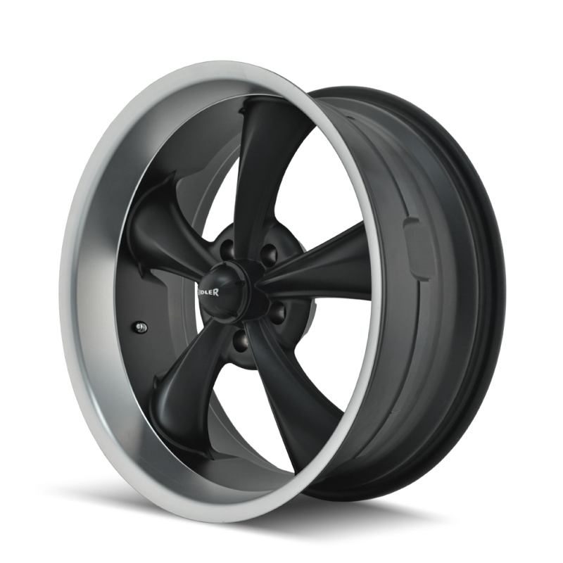 Ridler 695 matte black machined cast wheel, 17x7 inch, 5x120.65 bolt pattern, 0mm offset, 83.82mm hub for cars.