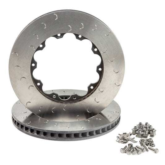 Alcon Nissan R35 GT-R Gen 1 front left slotted brake rotor ring kit, 380x34mm, showing the detailed slotted surface.