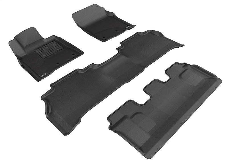 3D MAXpider Lexus LX570 2008-2011 black rubber floor mats full set with hooks, fitted for vehicle interior protection.