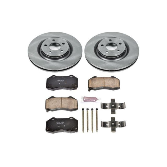 PowerStop OE brake kit for 2008-2010 Chevrolet Cobalt front brakes with rotors and pads, designed for reliable stopping power.