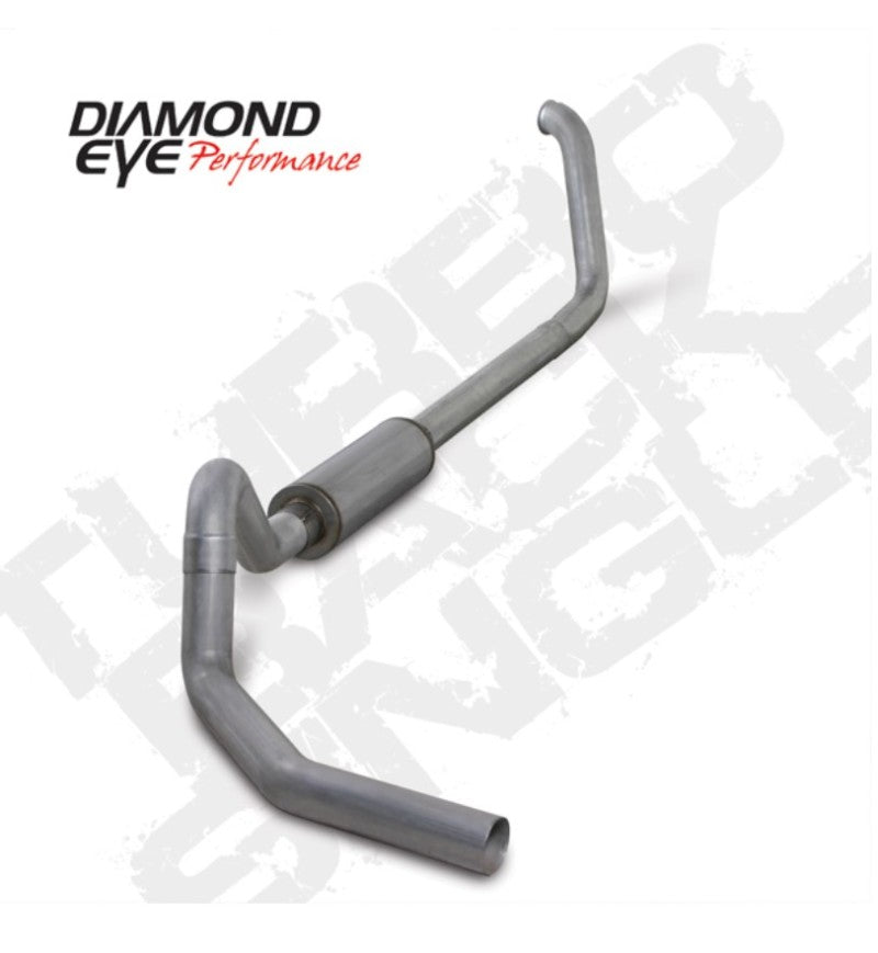 Diamond Eye Performance Turbo Back exhaust kit for 00-03 Ford 7.3L F250/F350 with diamond tip finish, black steel components.