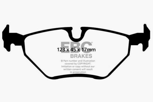 EBC Redstuff rear brake pads for BMW Z3 2.5, high-performance brake pads designed for improved stopping power and durability.