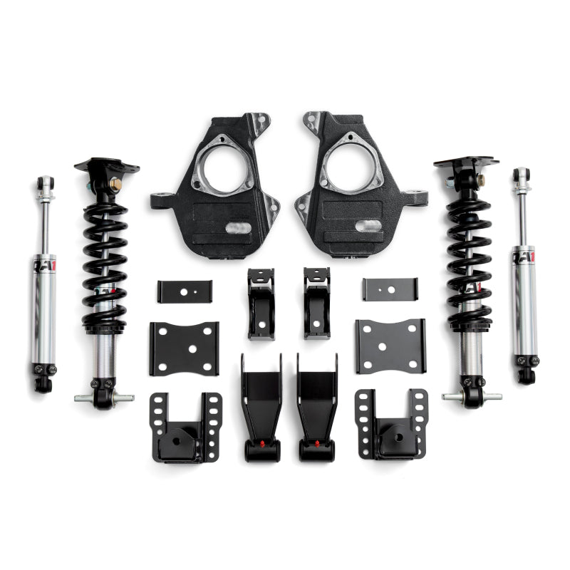 QA1 Chevrolet Silverado 07-16 4WD lowering kit spindles with double adjustable height, designed for 4 to 6-inch drop.