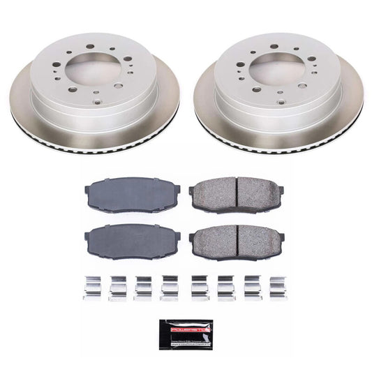 PowerStop rear semi-coated rotor kit for Toyota Tundra 2007-2021, performance brake kit with blackened rotors