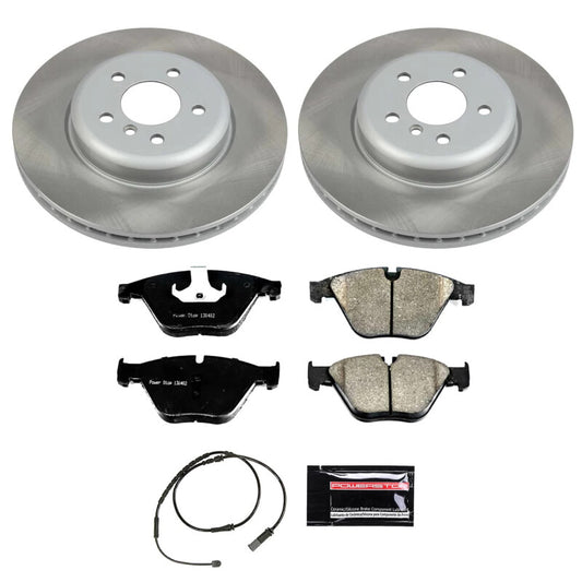 PowerStop brake kit for BMW ActiveHybrid 5, front semi-coated performance rotor, high-quality brake components for enhanced stopping power.