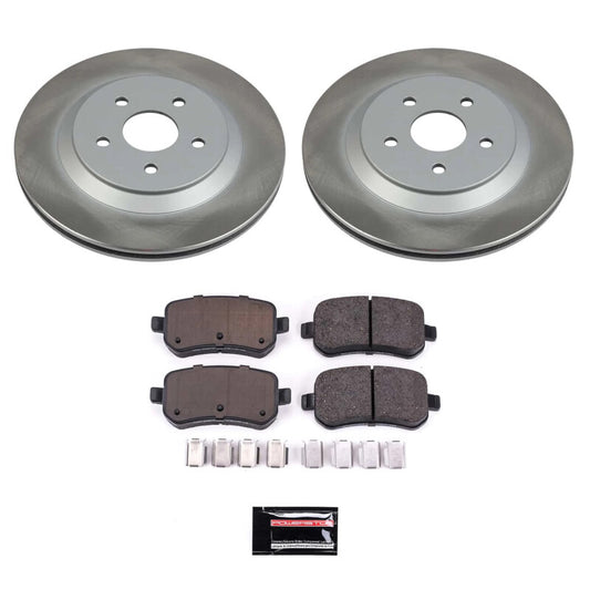 PowerStop rear semi-coated rotor kit for 2004-2007 Mercury Monterey, performance brake kit with disc rotors and hardware.