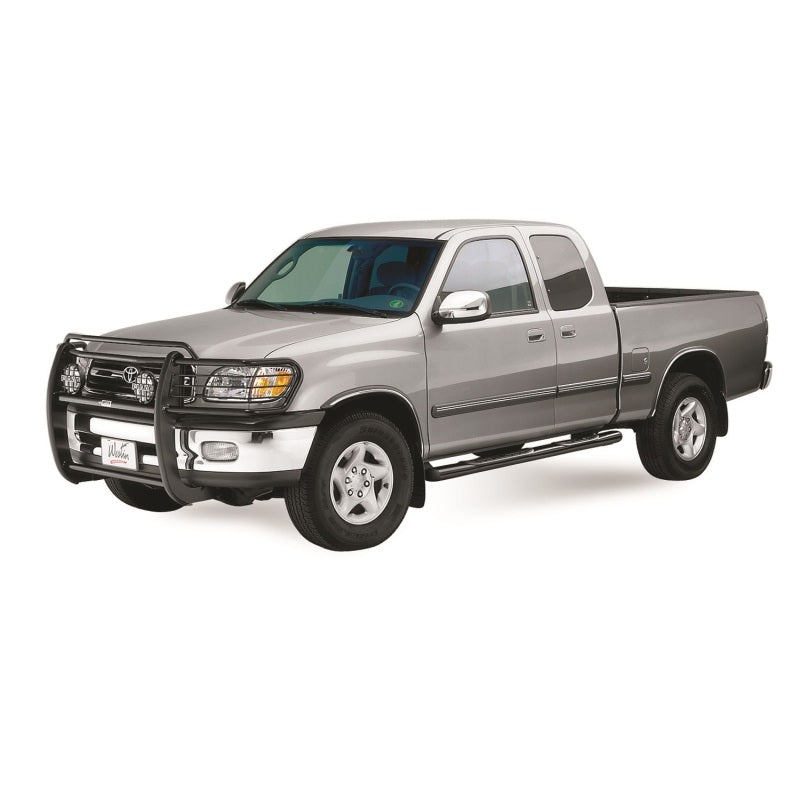 Westin black nerf step bar mount kit for 1999-2006 Toyota Tundra extended cab, includes hardware components for installation.