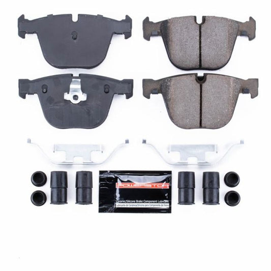 PowerStop Z23 Evolution Sport rear brake pads with hardware for BMW X5 2007-2018, performance brake replacement.