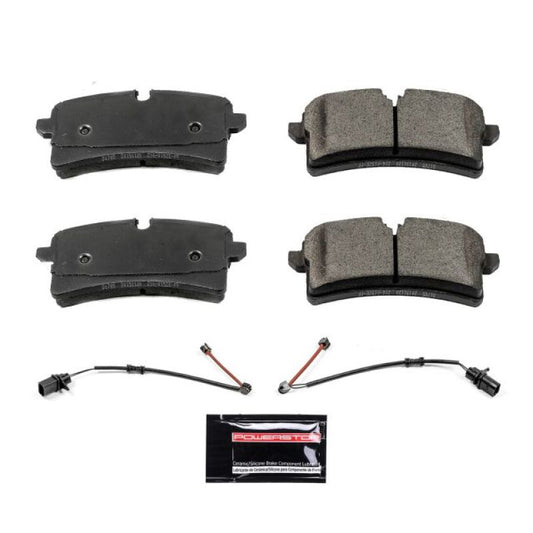 PowerStop Z23 Evolution Sport rear brake pads with hardware installed on an Audi A7 Quattro (2016-2018) for performance braking.