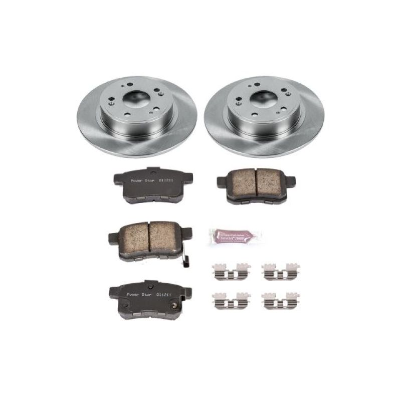 PowerStop rear OE brake kit for 2009-2010 Acura TSX, includes brake rotors and pads installed on the vehicle.