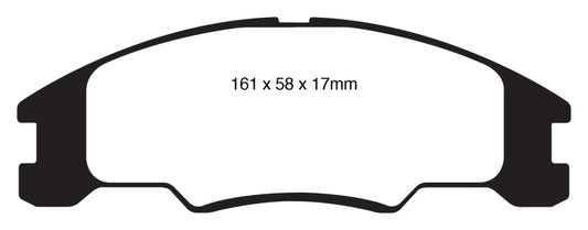 EBC greenstuff front brake pads for Ford Focus 1.6, performance brake pads with green friction material, shown in the image.