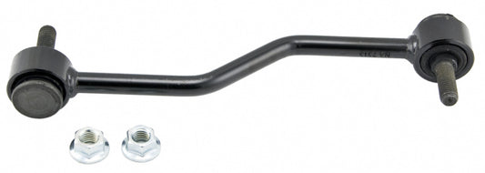 Moog Ford E-550 Econoline Super Duty rear sway bar endlink showing metal link with rubber bushings.