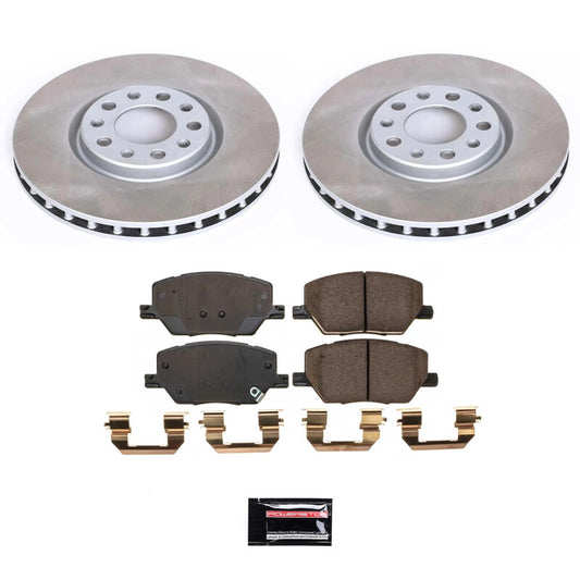 PowerStop front semi-coated brake rotor kit for Jeep Renegade 2015-2022, performance brake kit with blank rotors.