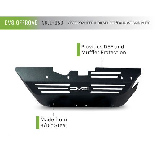 DV8 Offroad rear diff skid plate for Jeep Wrangler JL 3.0L Diesel Dana 44, protective metal undercarriage component