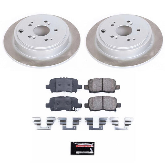 PowerStop rear semi-coated brake rotor kit for 2003-2008 Honda Pilot, performance brake kit with blank rotors.