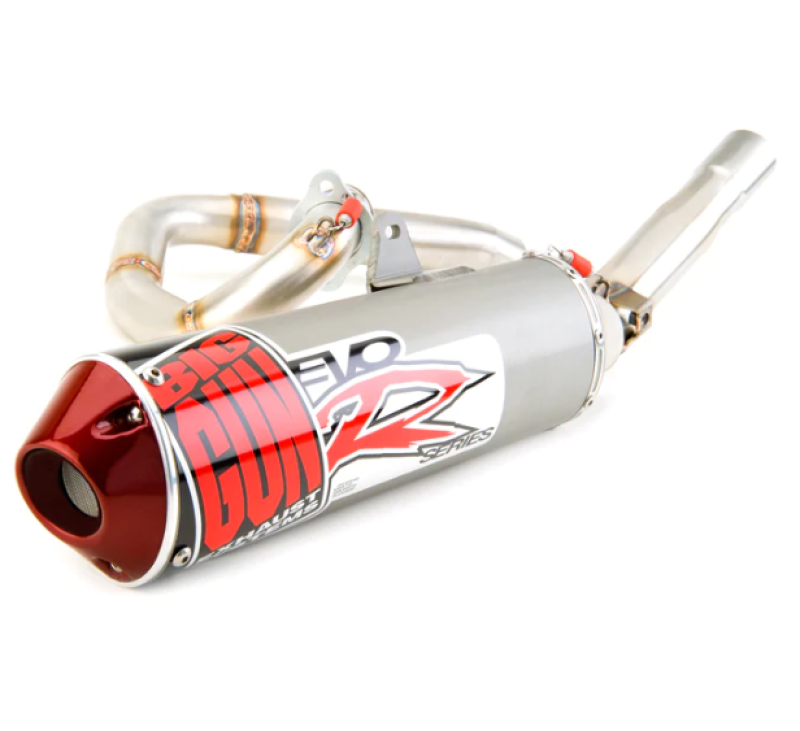 Big Gun EVO R Series full system exhaust for Kawasaki KLR 650 93-18 powersports motorcycle, featuring a sleek metal finish.