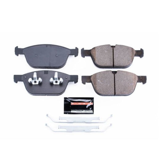 PowerStop Z23 Evolution Sport brake pads with hardware for front of 2010-2015 Volvo XC60, performance brake replacement.