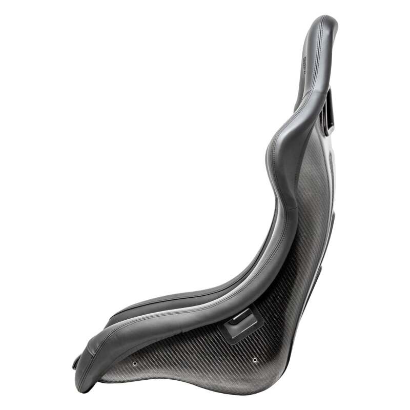 Sparco QRT-C race seat with black carbon fiber and black upholstery, designed for high-performance racing vehicles.