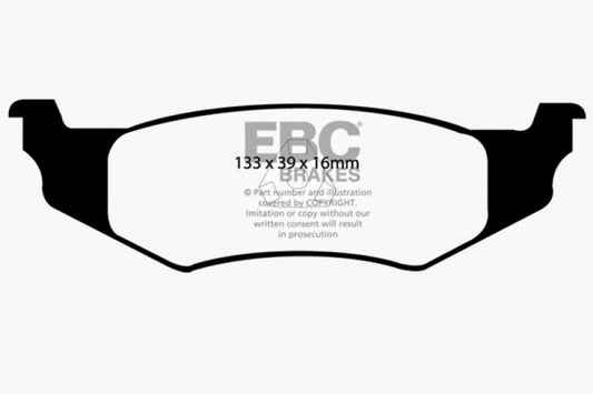 EBC Ultimax2 rear brake pads for Chrysler 300M 3.5 OE replacement, showing the brake pad set with metal backing and friction material.
