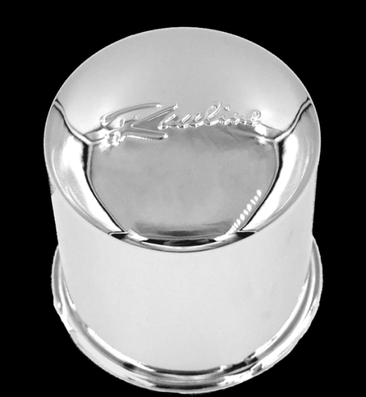 Chrome Raceline push-through center cap for 6x5.5 inch wheels, designed to fit Raceline wheel centers with a sleek finish.