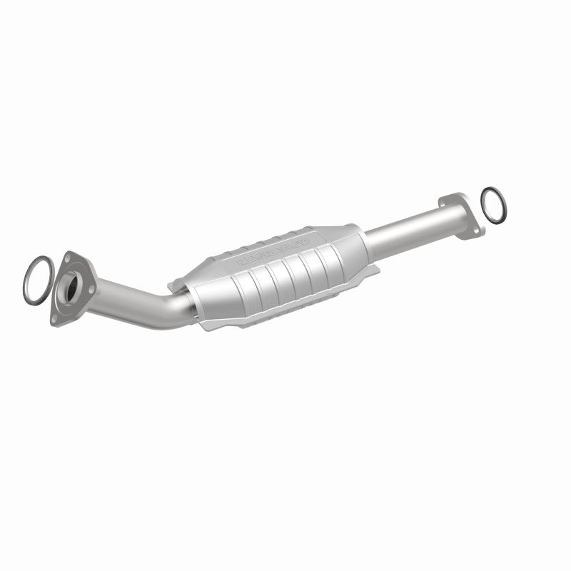 MagnaFlow direct fit catalytic converter for 2003-2004 Toyota Tundra V8 4.7L gas engine, shown with metal construction and inlet/outlet pipes.