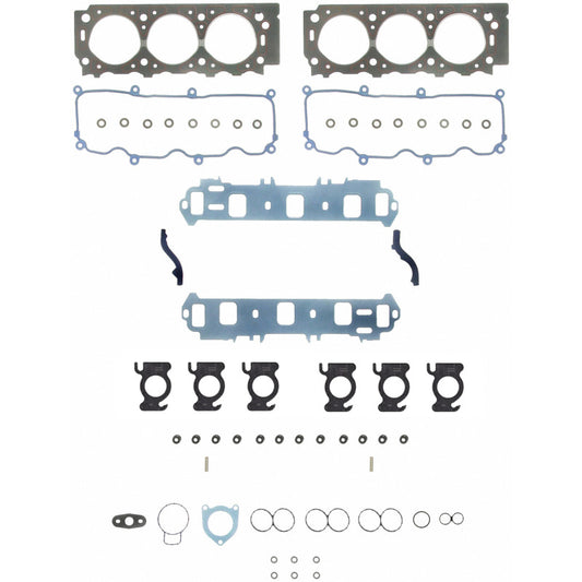 Fel-Pro Ford Taurus engine cylinder head gasket set with PermaTorque technology, showing the gasket components and packaging.