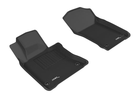 Black rubber 3D MAXpider Kagu floor mat for the 2017-2019 Infiniti Q60 first row, designed for durable protection and fit.