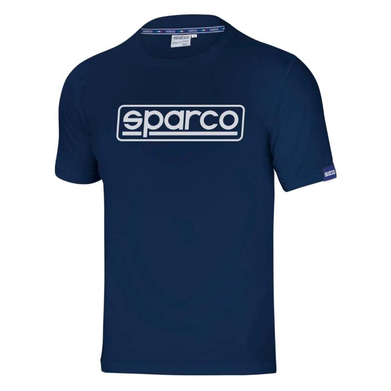 Navy Sparco T-Shirt Frame XL displayed on a hanger, featuring the SPARCO logo and classic crew neck design.