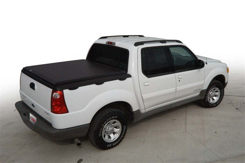 Access Literider roll-up truck bed cover on a 2007-2010 Ford Explorer Sport Trac 4ft bed, bolt-on exterior truck accessory.