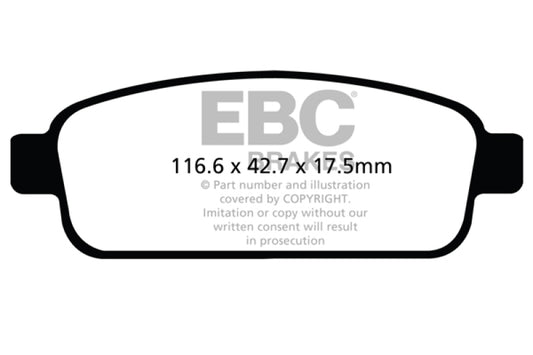 EBC 13+ Buick Encore 1.4 Turbo Greenstuff rear brake pads for high-performance braking, shown in the image.