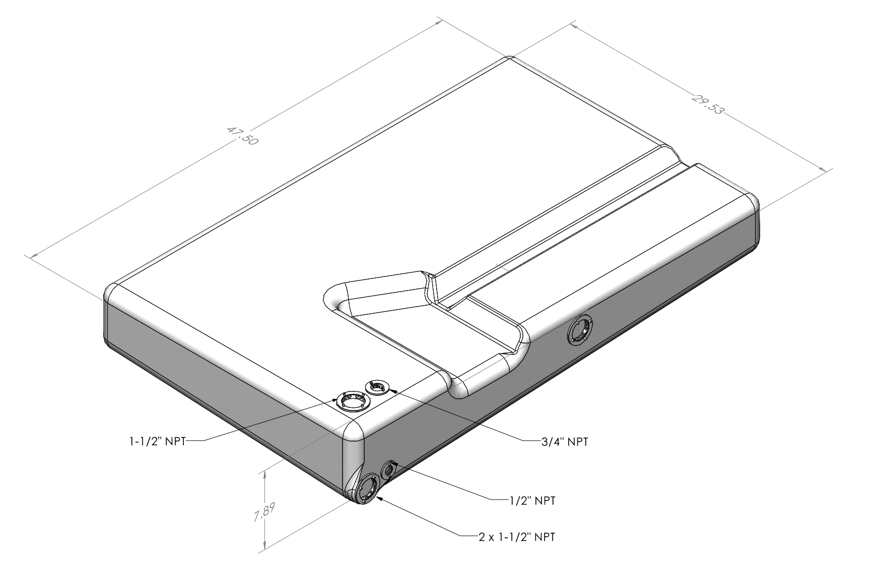 36 Gallon UNDERCARRIAGE Fresh/Grey WATER TANK FOR 2013-2024 DODGE / RAM PROMASTER 1500, 2500, 3500 159” AND 159" EXT