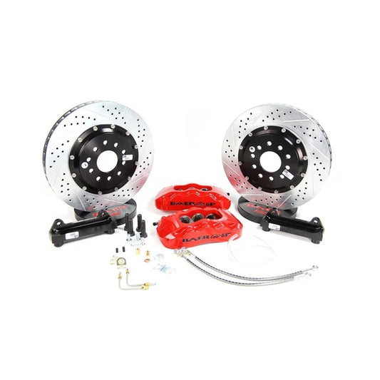 Baer Brakes 98-02 Chevrolet Camaro 13-inch Pro+ Front SDZ Brake Kit in Hugger Orange, performance brake components with vented rotors.
