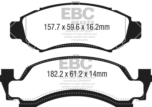 EBC Ultimax2 front brake pads for 1974 AMC Ambassador 5.0L, OE style, showing the brake pad set with metal backing plates