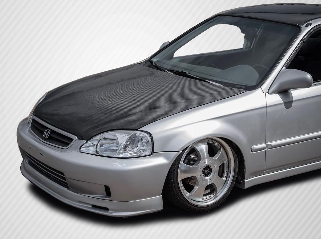 1999-2000 Honda Civic Carbon Creations OEM Look Carbon Fiber Hood