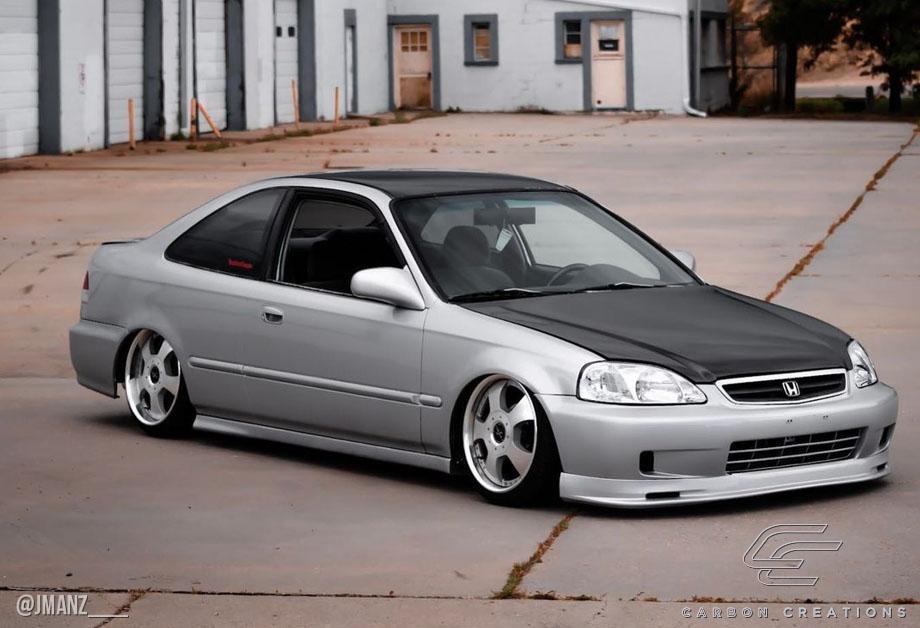 1999-2000 Honda Civic Carbon Creations OEM Look Carbon Fiber Hood