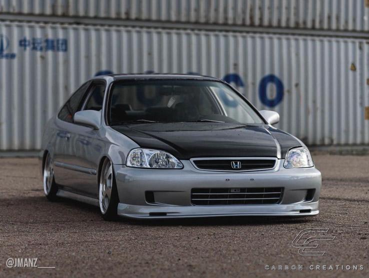 1999-2000 Honda Civic Carbon Creations OEM Look Carbon Fiber Hood