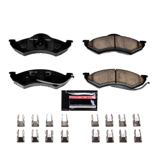 PowerStop Z23 Evolution Sport front brake pads for 1999 Dodge Dakota with hardware, high-performance brake components