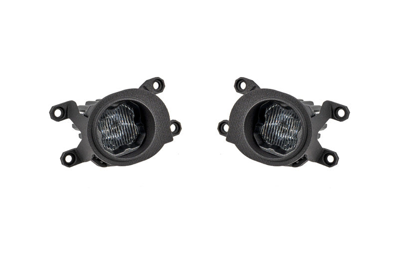 Diode Dynamics 23-24 Toyota GR Corolla SSC1 LED fog light kit with white SAE fog lights, showing the installed fog lights on the vehicle.