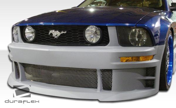 Duraflex GT Concept front bumper for 2005-2009 Ford Mustang, black plastic automotive replacement part, detailed view.