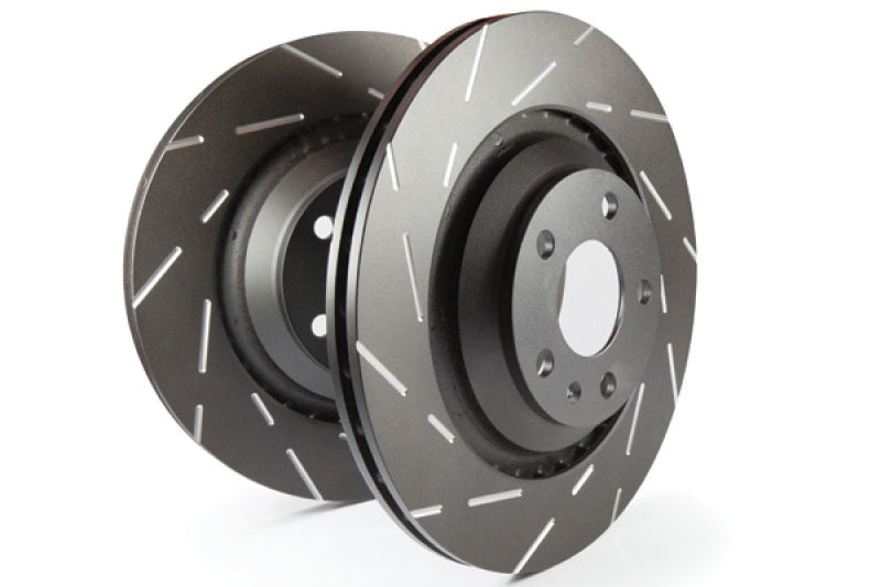 EBC slotted rear brake rotors for Honda CR-Z 2010-2015 1.5L hybrid, showing the slotted metal surface and mounting holes.