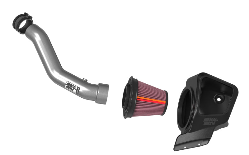 K&N Engineering aluminum cold air intake for Jeep Grand Cherokee 2016-2022, NextGen performance upgrade with air filter and intake tube.