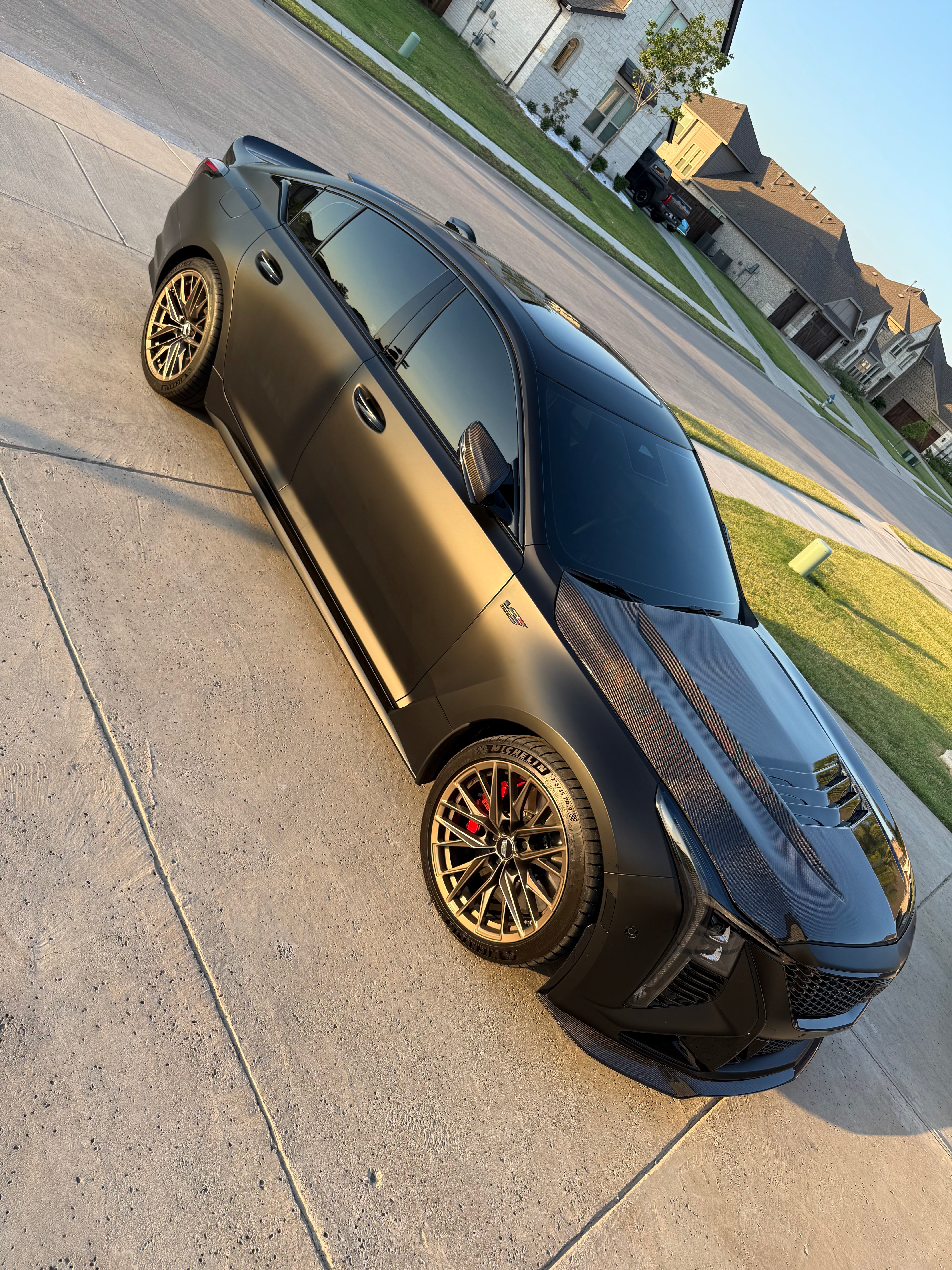2025-PRESENT CADILLAC CT5-V BLACKWING | FACTORY OEM STYLE CARBON FIBER FRONT LIP SPLITTER GROUND EFFECTS & WHEEL ARCHES